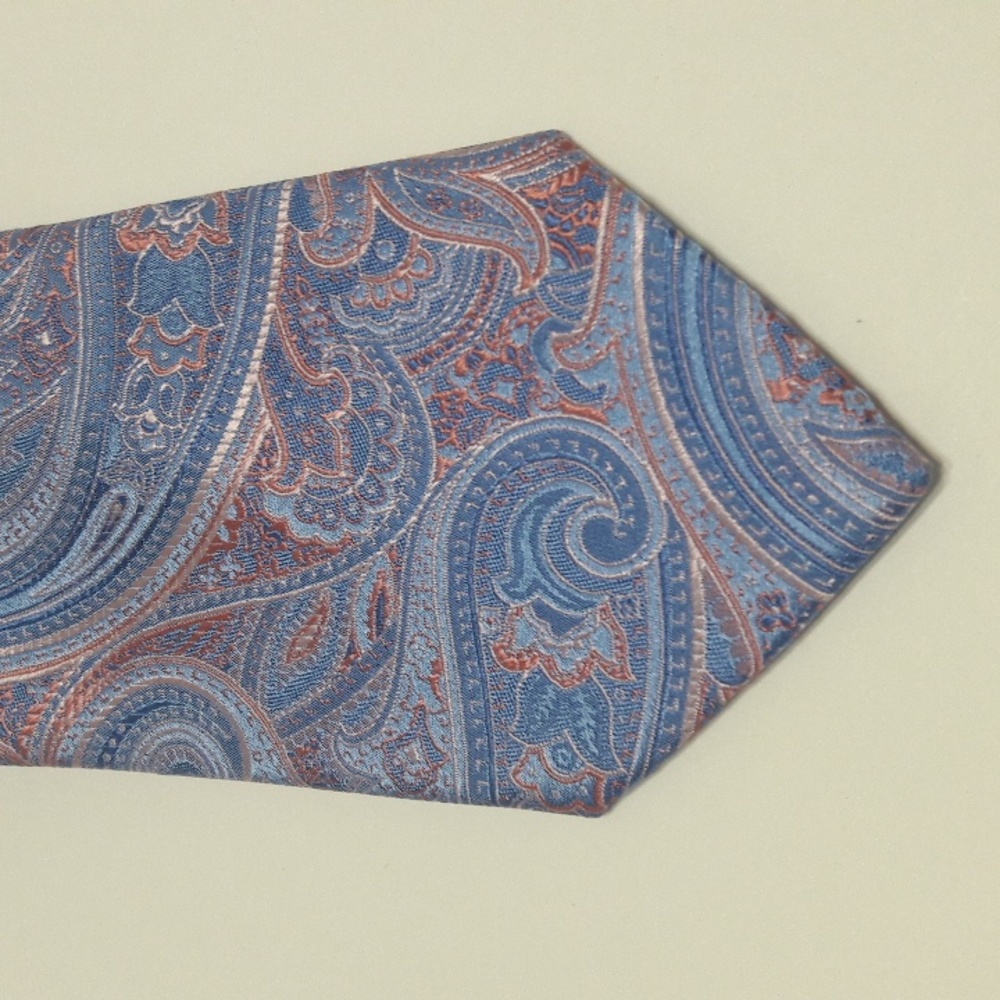 Michael Kors Neck Tie Orange Multicolor Paisley 100% Silk